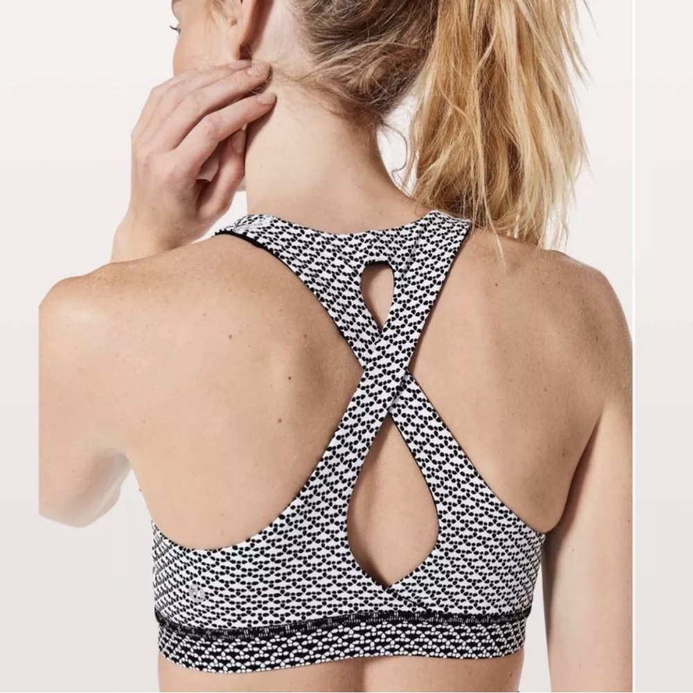 LULULEMON Womens Black White Monochromic Time To Sweat Medium Support Bra